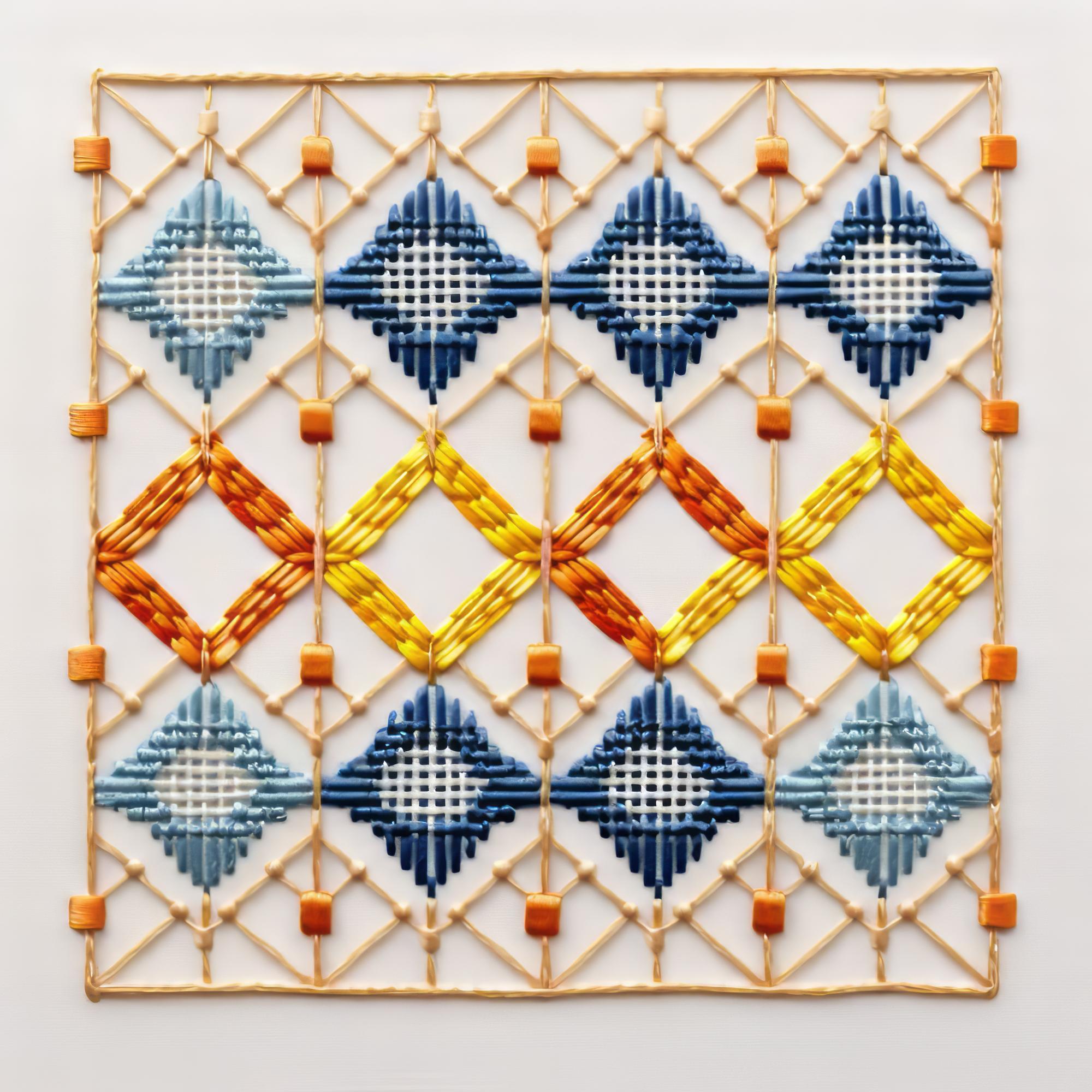 duży panel hafciarski z geometrycznym wzorem